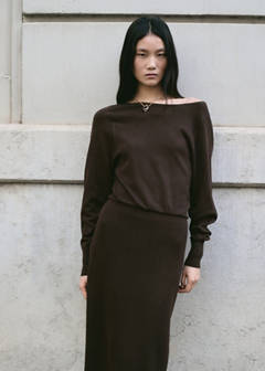 Fine-knit flared dress — Chocolate 1