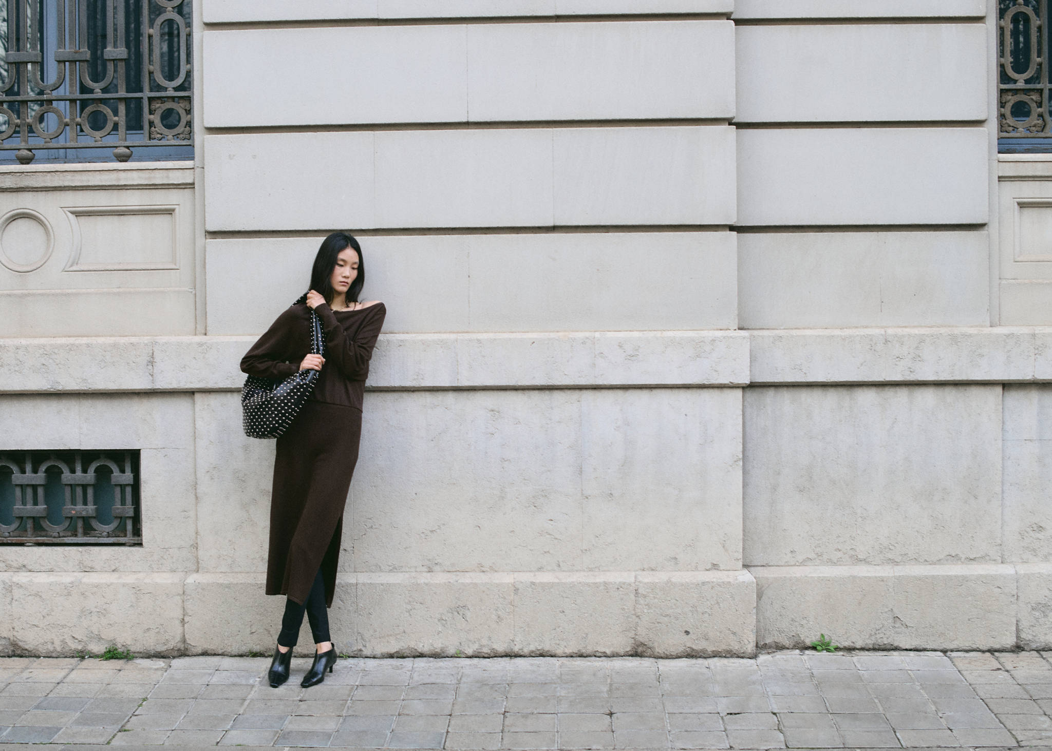 Fine-knit flared dress - Panoramic plane