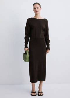 Fine-knit flared dress — Chocolate 9
