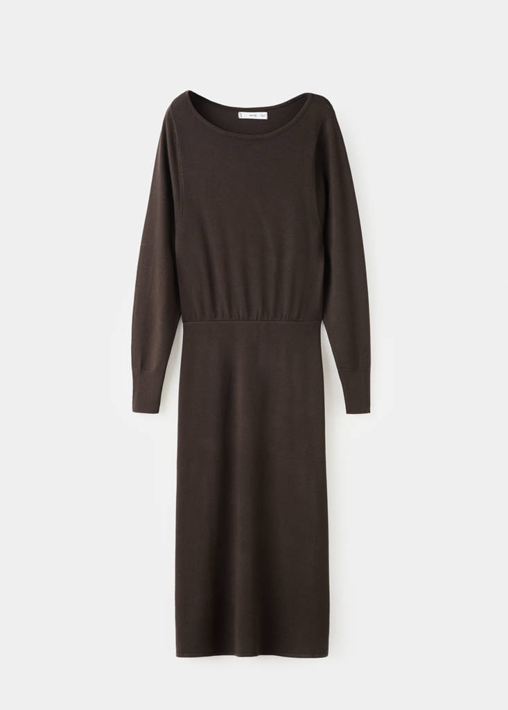 Fine-knit flared dress — Chocolate