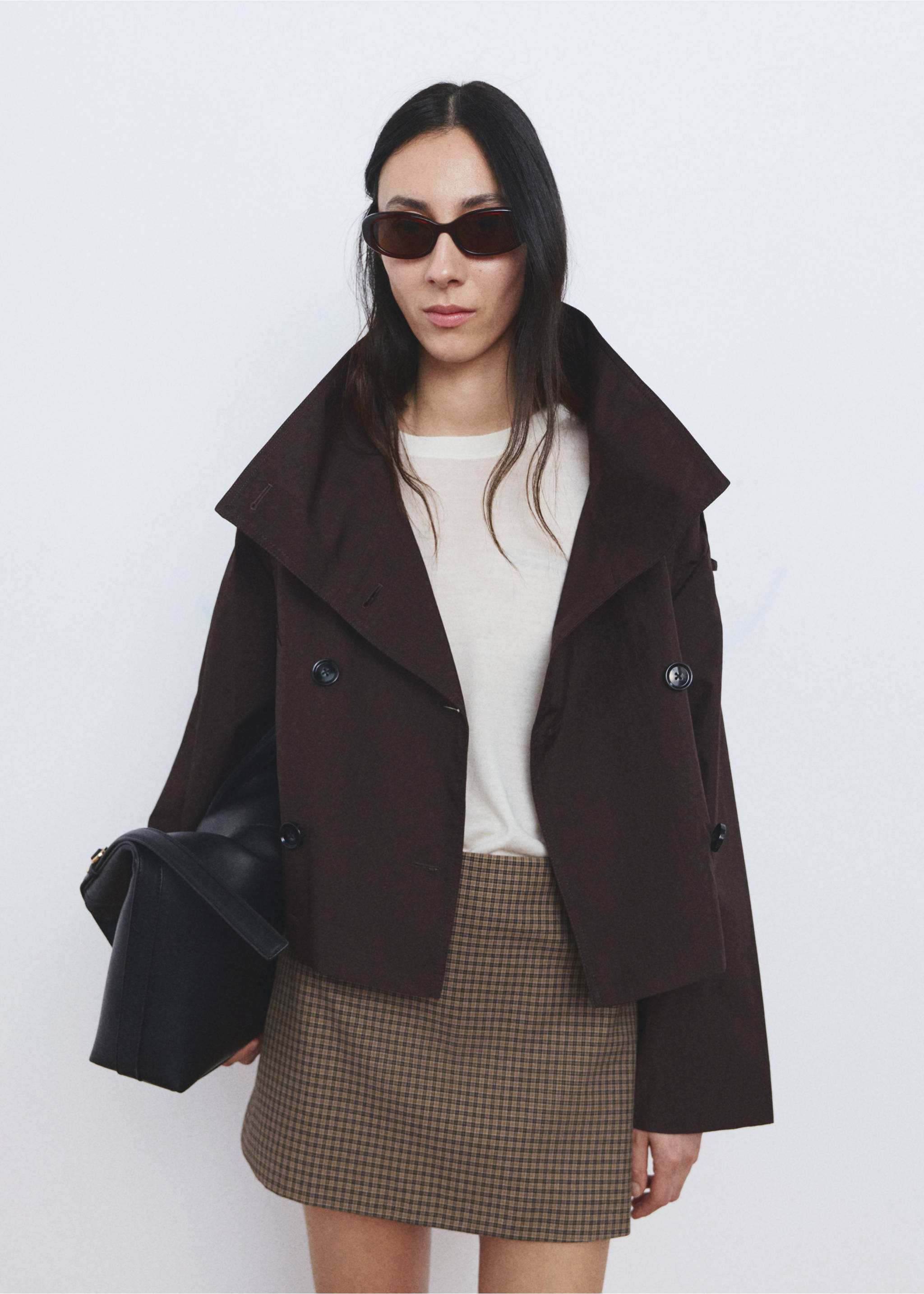 Falda corta pata de gallo - Detalle del artículo 2, Marrón. Ref: 27074087-00.