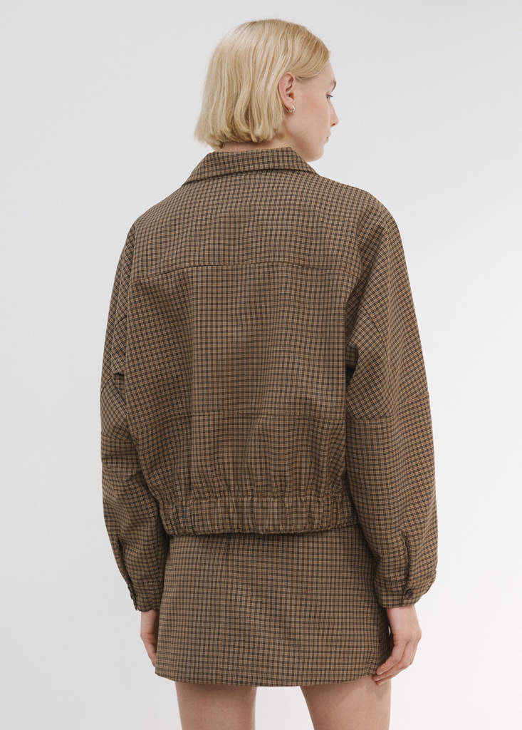 Houndstooth short skirt — Brown