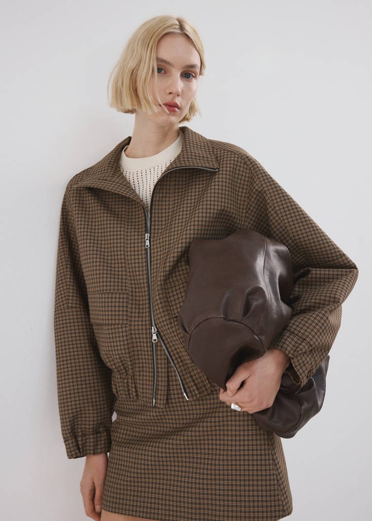 Houndstooth short skirt — Brown