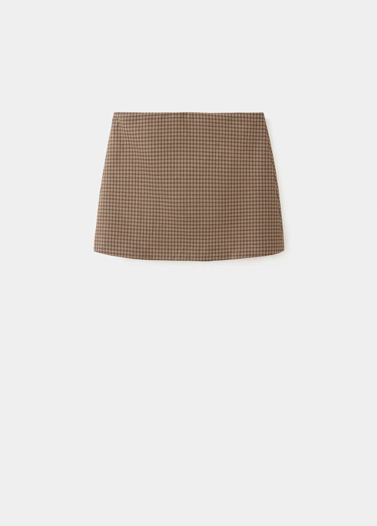 Houndstooth short skirt — Brown