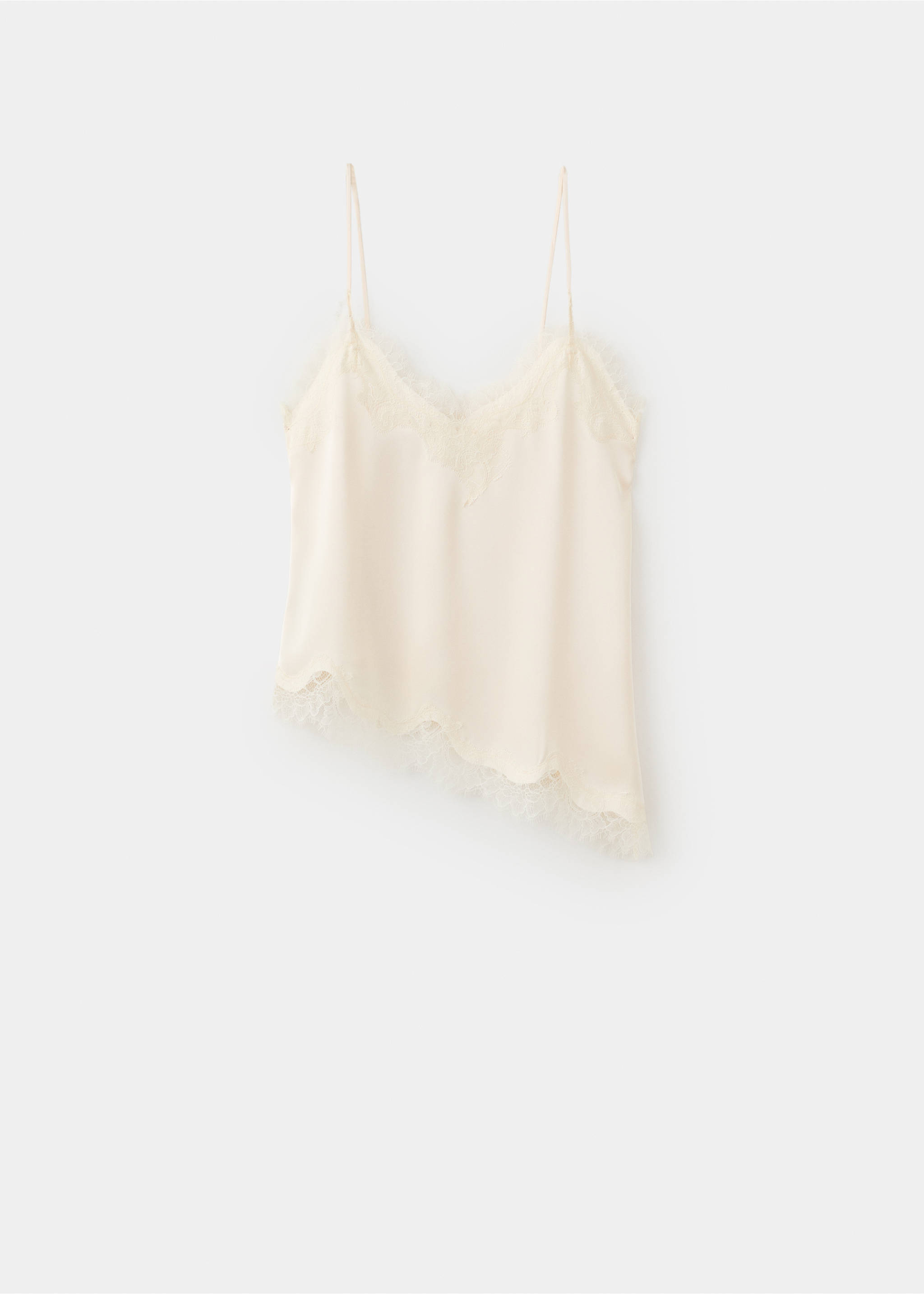 Asymmetric lace camisole top - Article without model, Ecru. Ref: 27074089-00.
