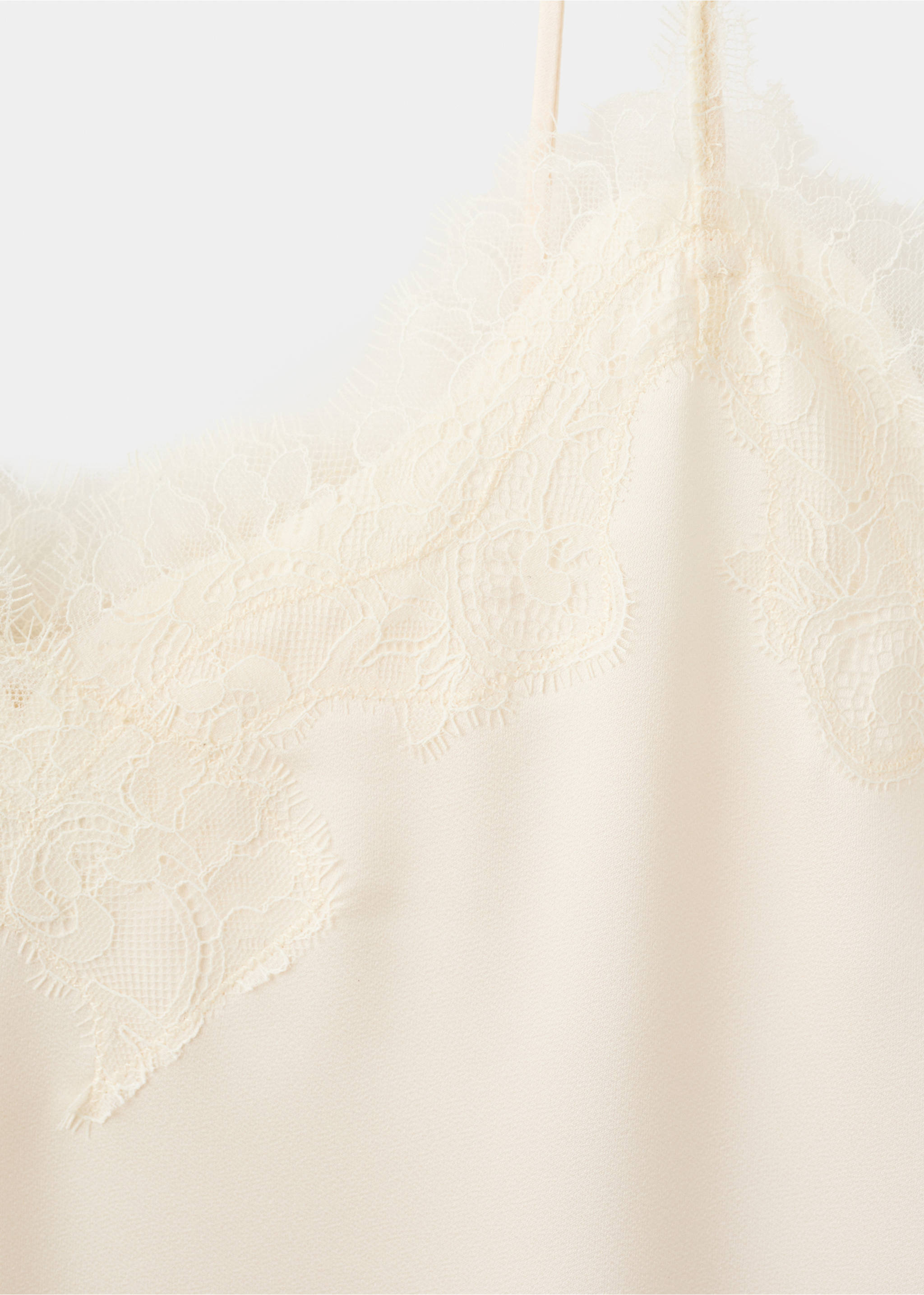 Asymmetric lace camisole top - Details of the article 8, Ecru. Ref: 27074089-00.