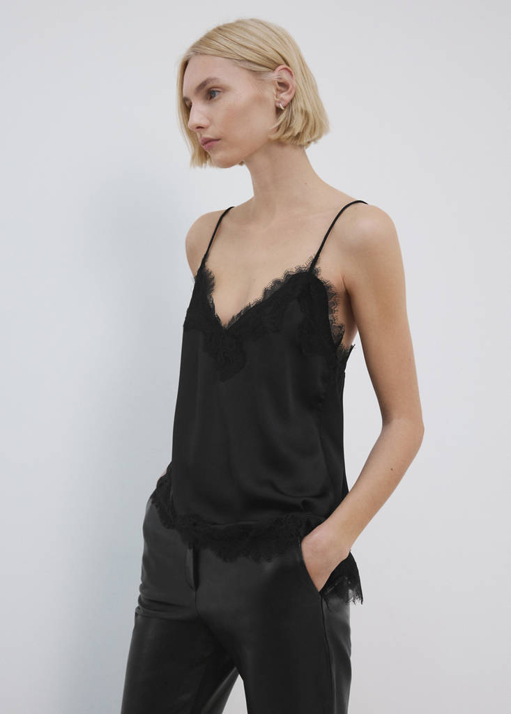 トップス MM Asymmetrical lace lingerie top - Women | MANGO USA