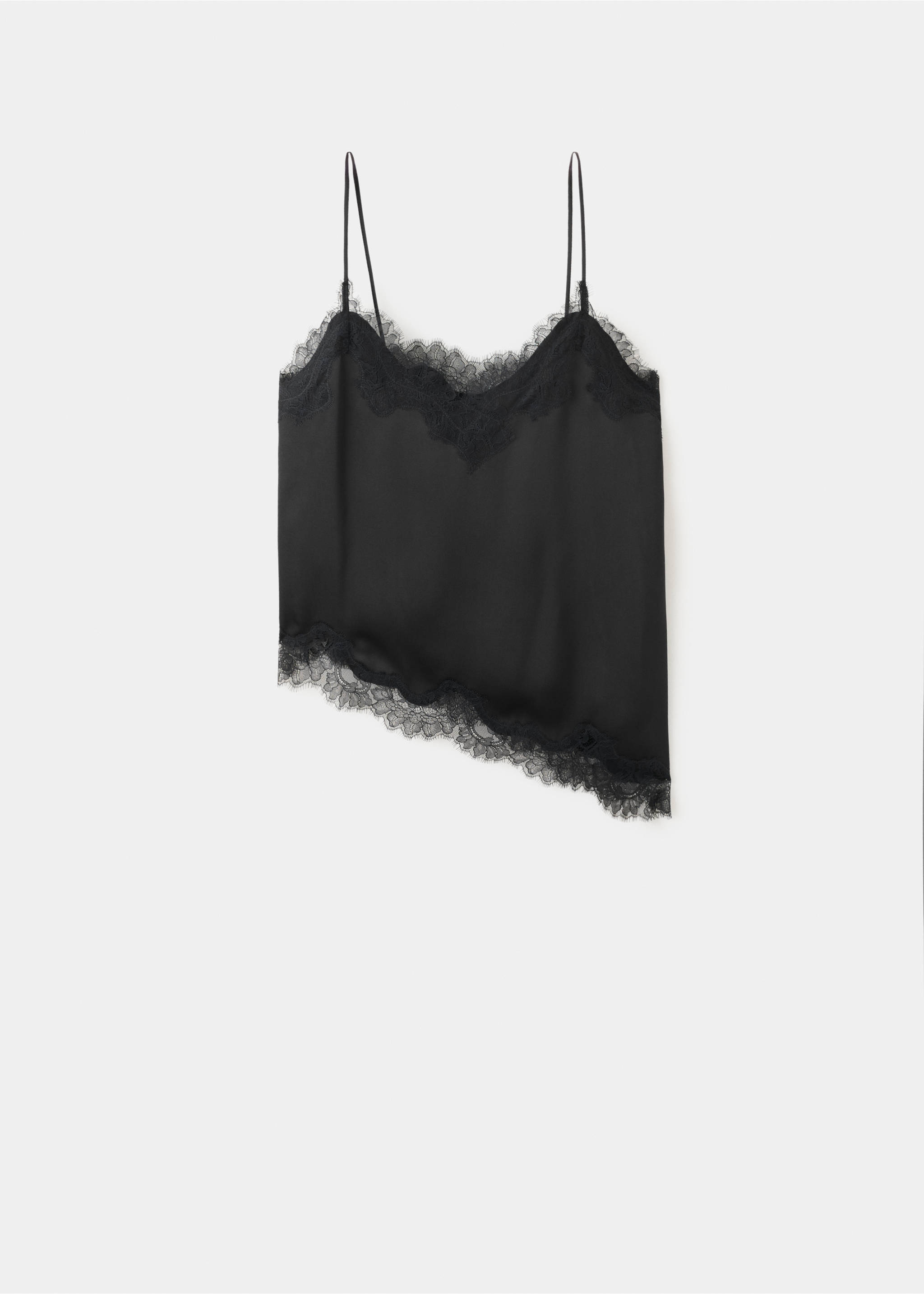 Asymmetric lace camisole top - Article without model, Black. Ref: 27074089-01.