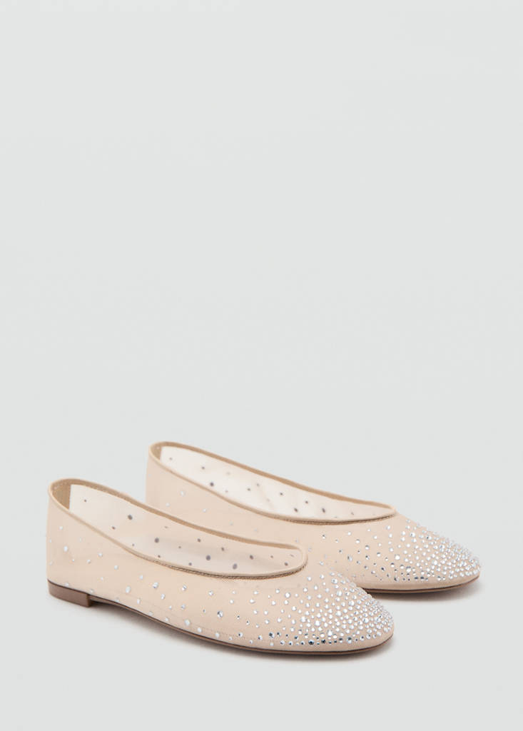 Rhinestone ballet flats — Nude