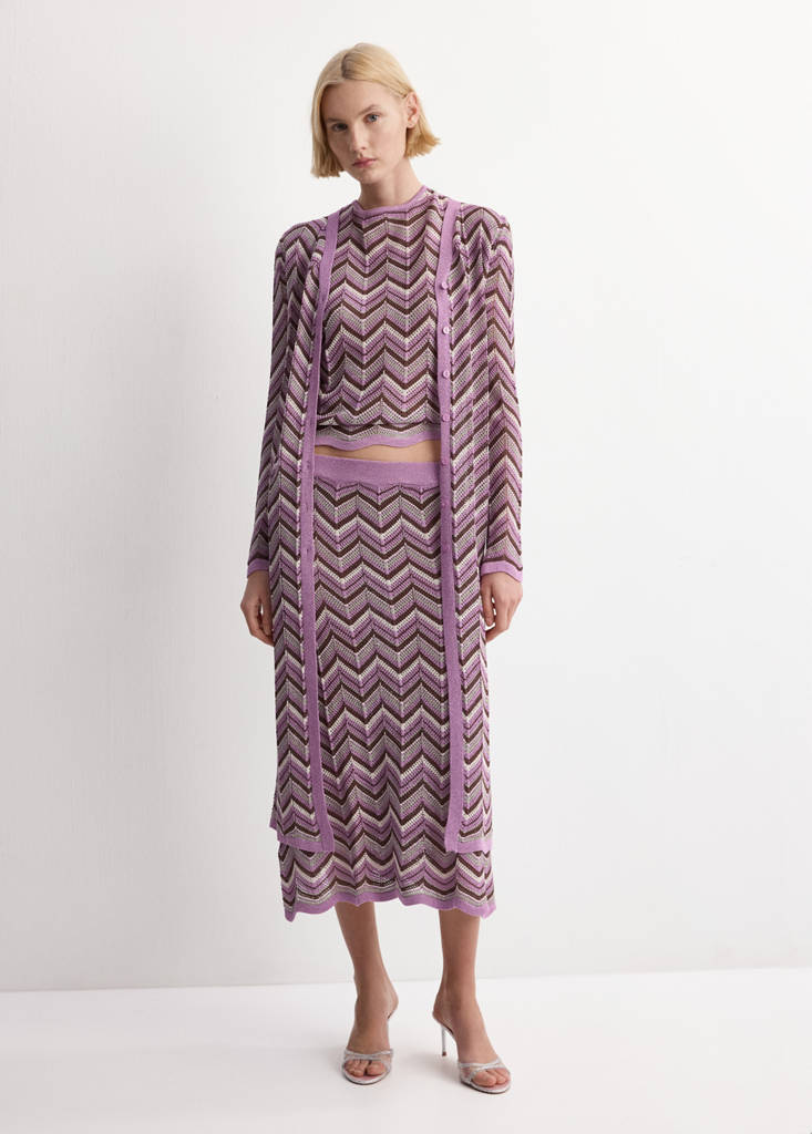 Knit long cardigan — Purple