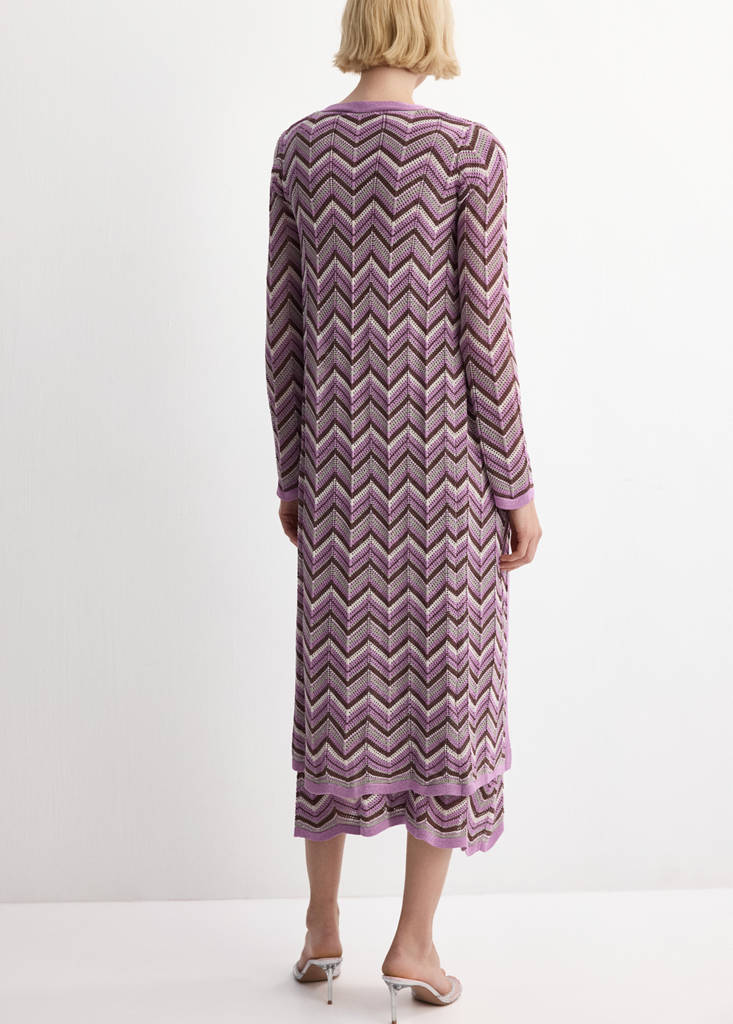 Knit long cardigan — Purple