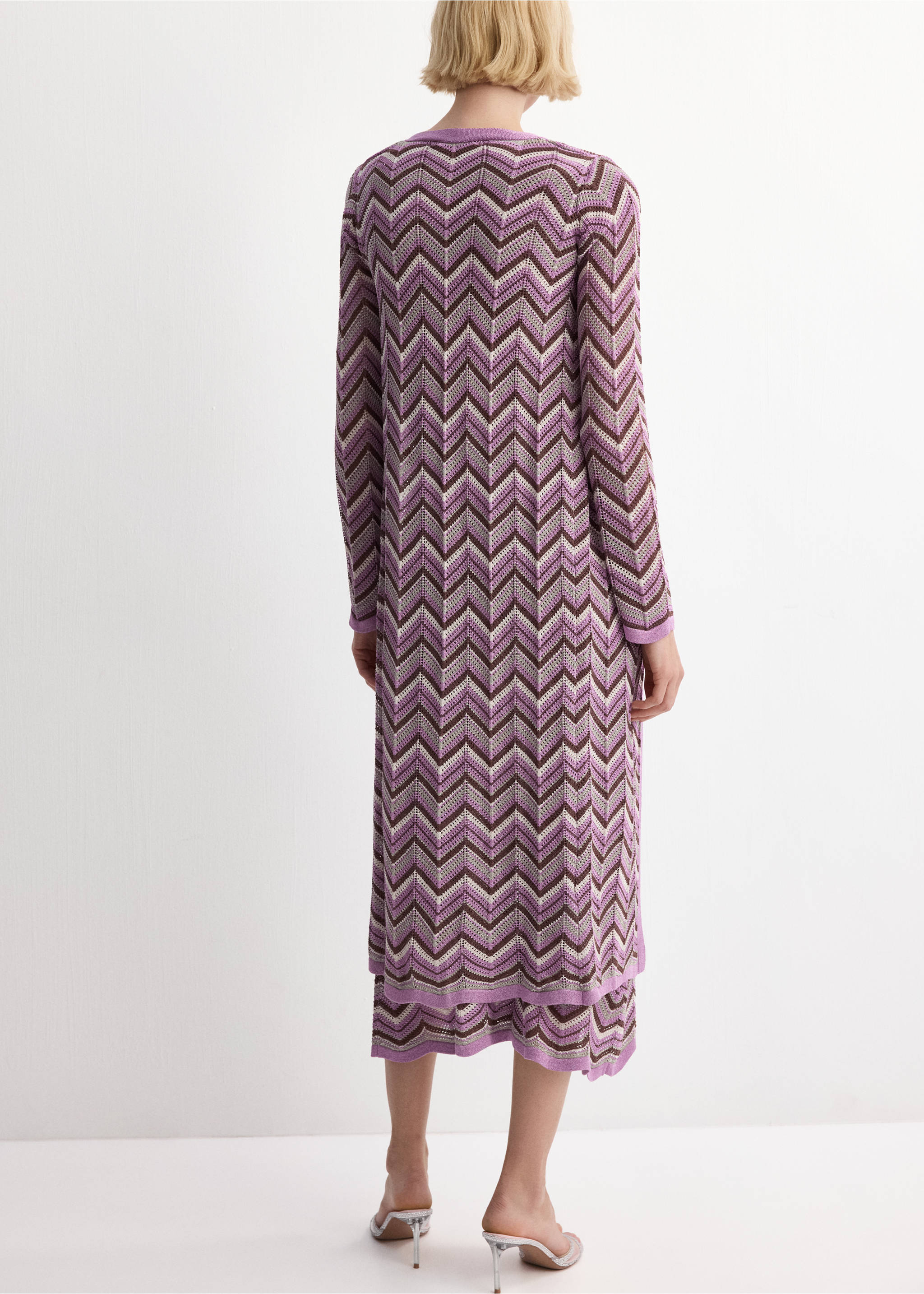 Knit long cardigan - Reverse of the article, Purple. Ref: 27074091-00.