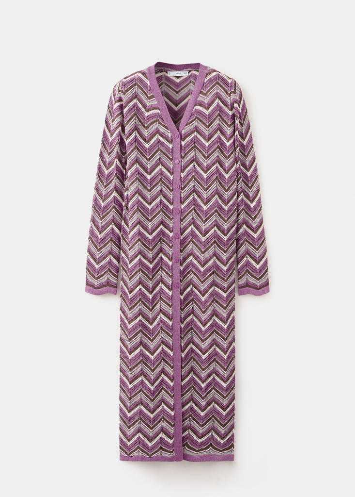 Knit long cardigan — Purple