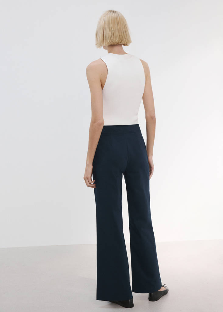 Straight trousers with jewel buttons — Navy