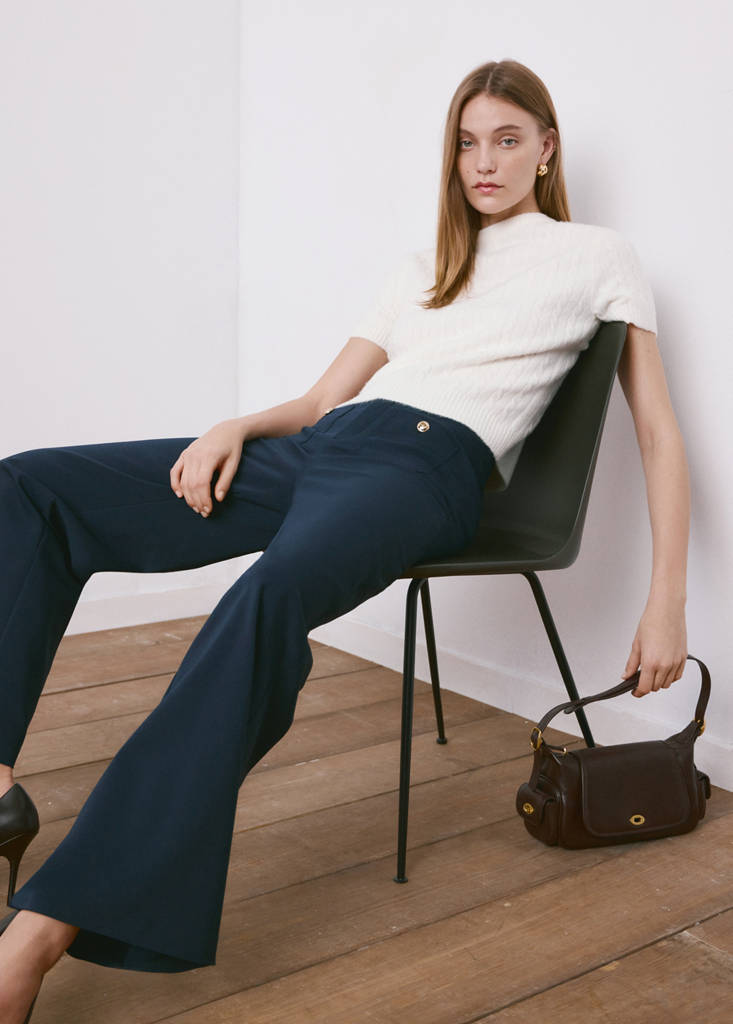Straight trousers with jewel buttons — Navy