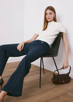 Straight trousers with jewel buttons — Navy 5