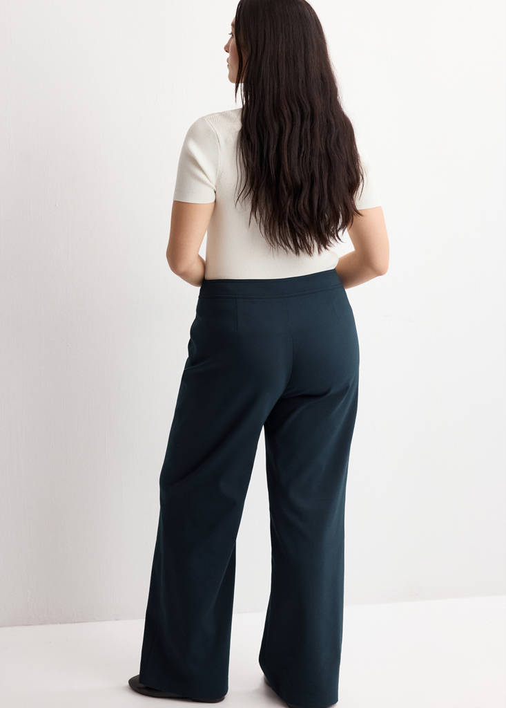 Straight trousers with jewel buttons — Navy