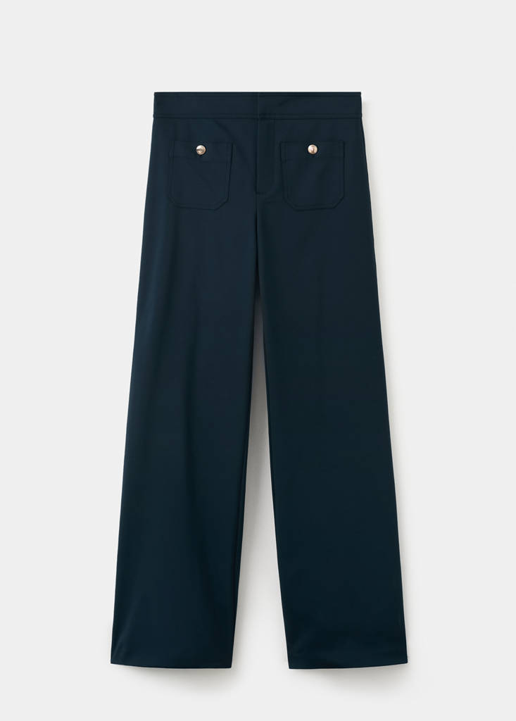 Straight trousers with jewel buttons — Navy