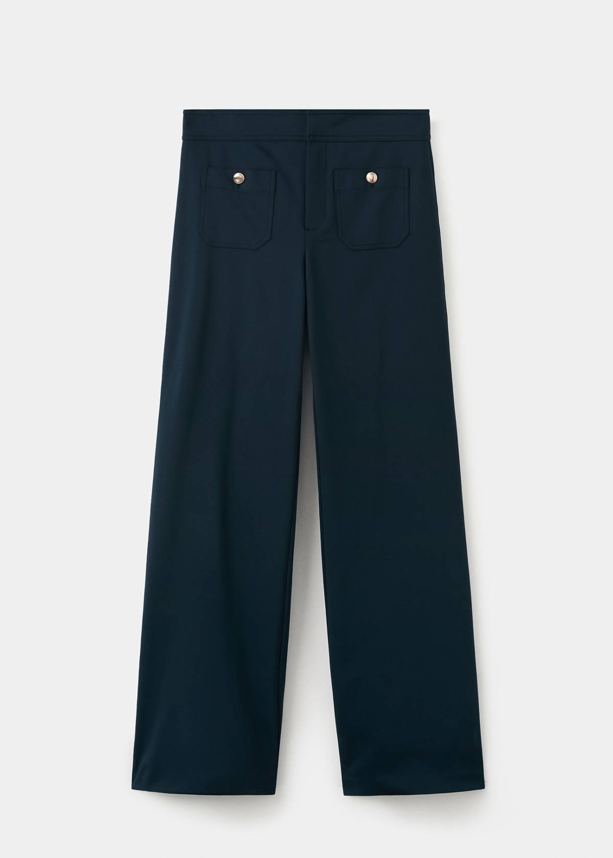 Straight trousers with jewel buttons — Navy