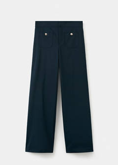Straight trousers with jewel buttons — Navy 9