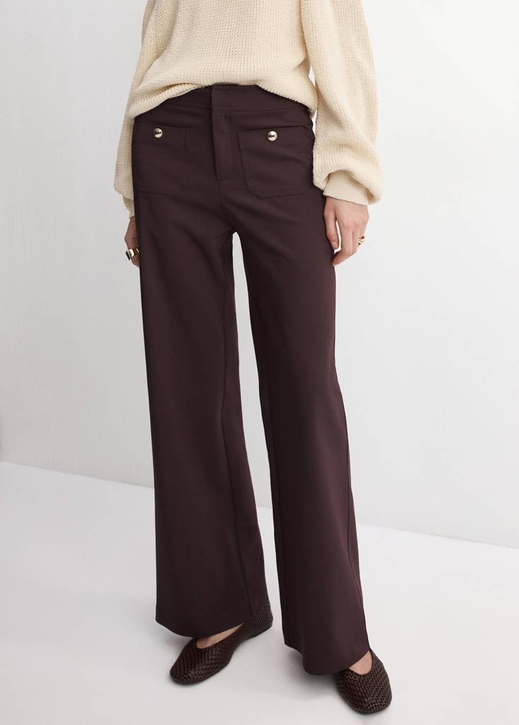 Straight trousers with jewel buttons — Wine