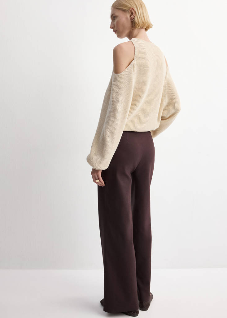 Straight trousers with jewel buttons — Wine