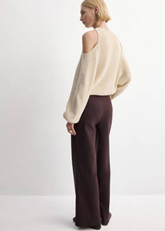 Straight trousers with jewel buttons — Wine 3