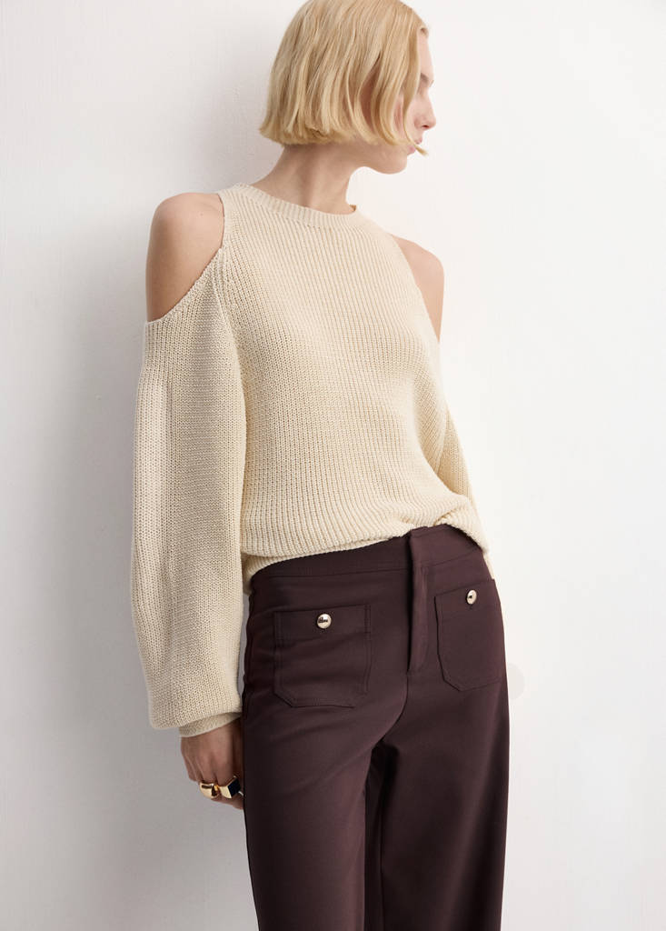 Straight trousers with jewel buttons — Wine