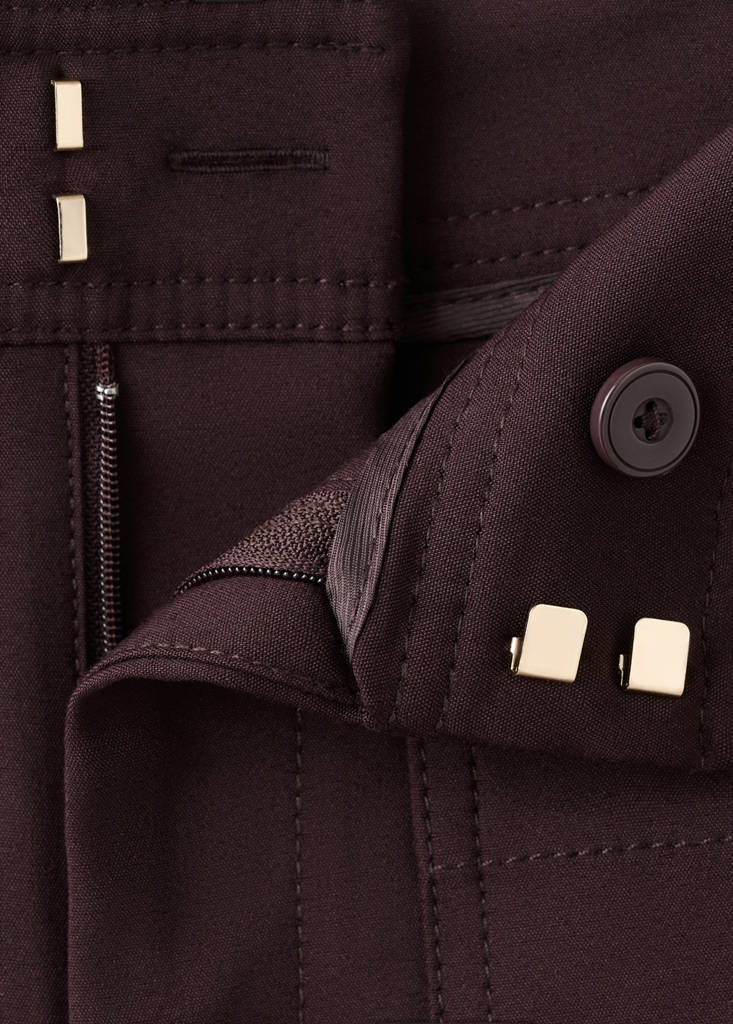 Straight trousers with jewel buttons — Wine