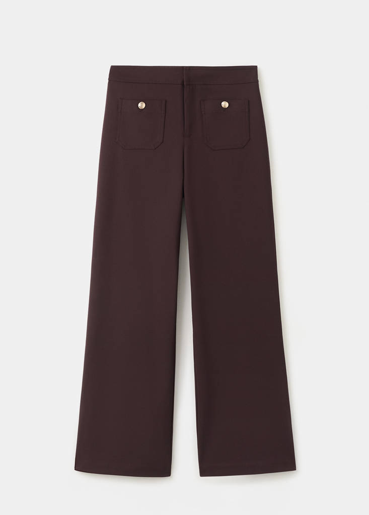 Straight trousers with jewel buttons — Wine