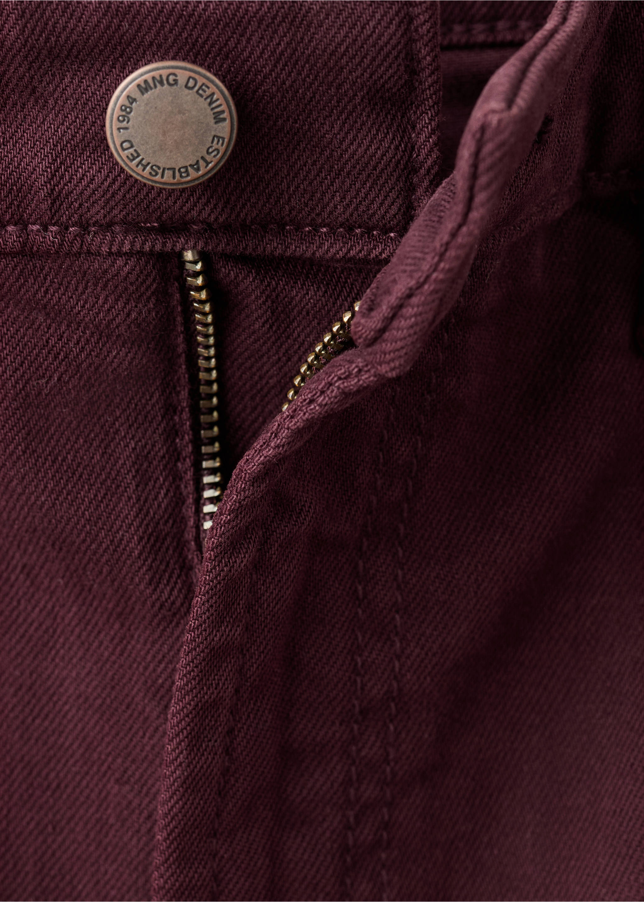 Jeans wide leg tiro alto - Detalle del artículo 8, Vino. Ref: 27074096-00.