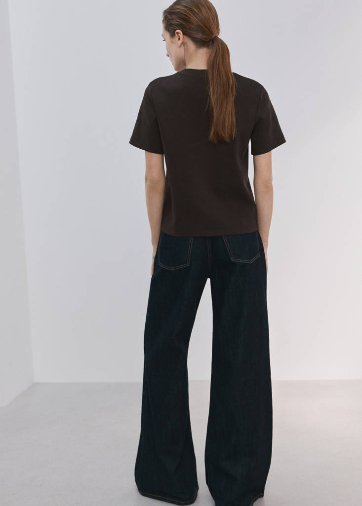 Short-sleeved cotton t-shirt — Chocolate