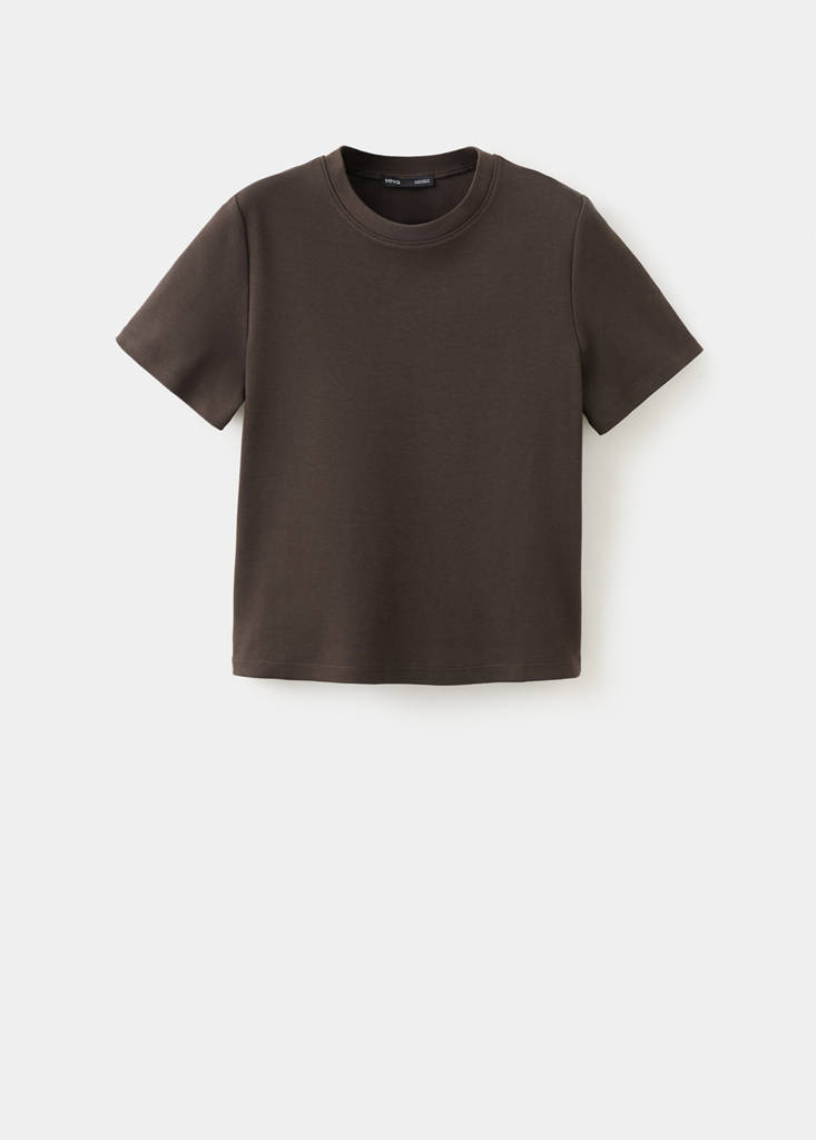 Short-sleeved cotton t-shirt — Chocolate