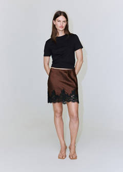 Polka dot slip skirt — Brown 2