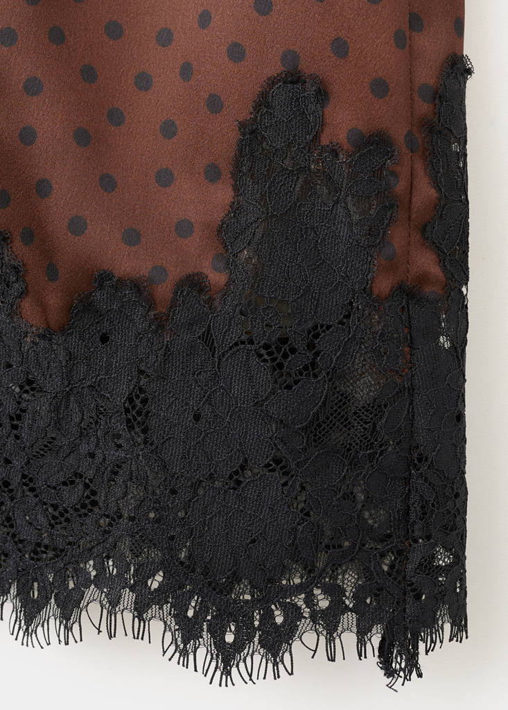 Polka dot slip skirt — Brown