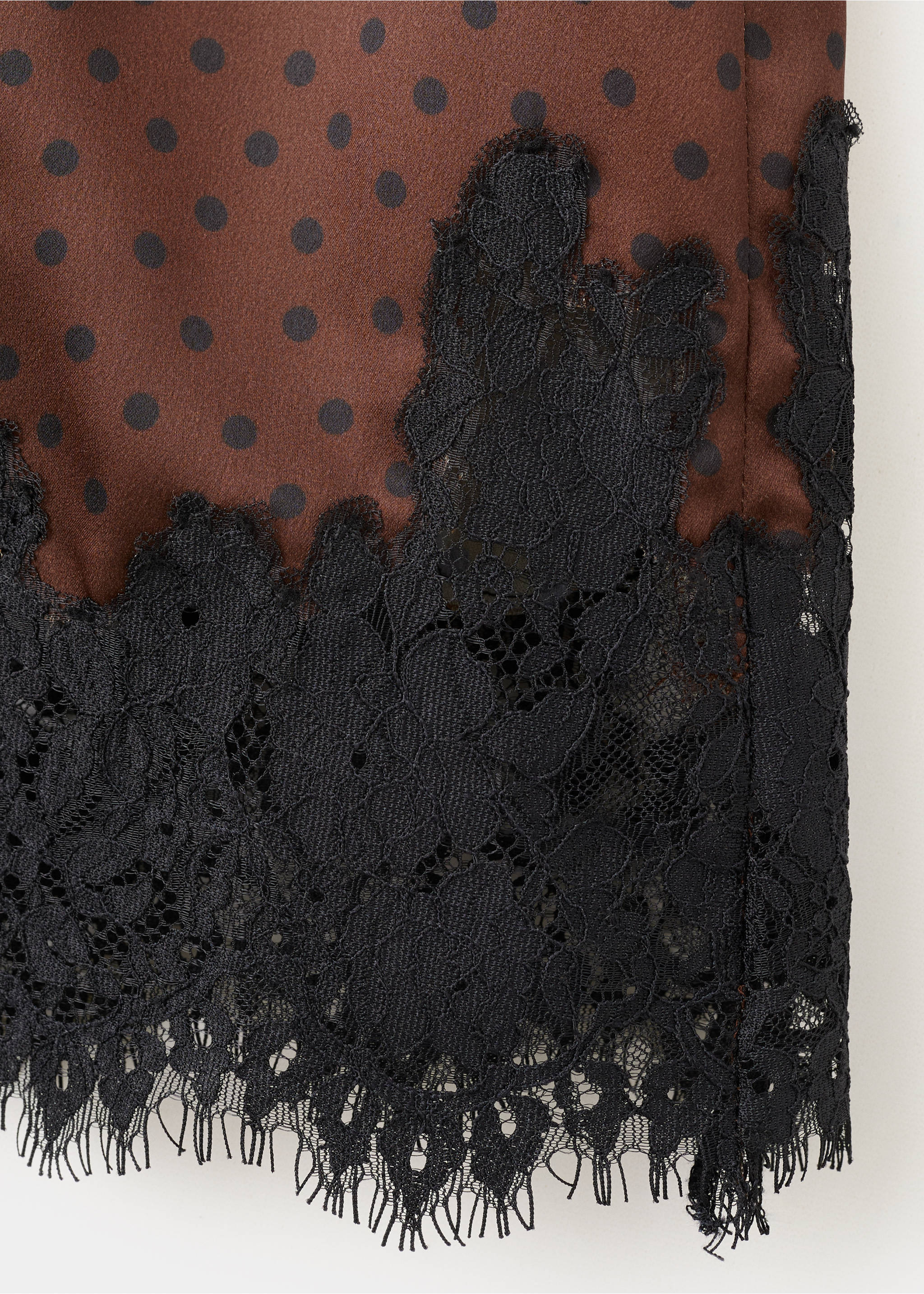 Polka dot slip skirt - Details of the article 8, Brown. Ref: 27074098-00.