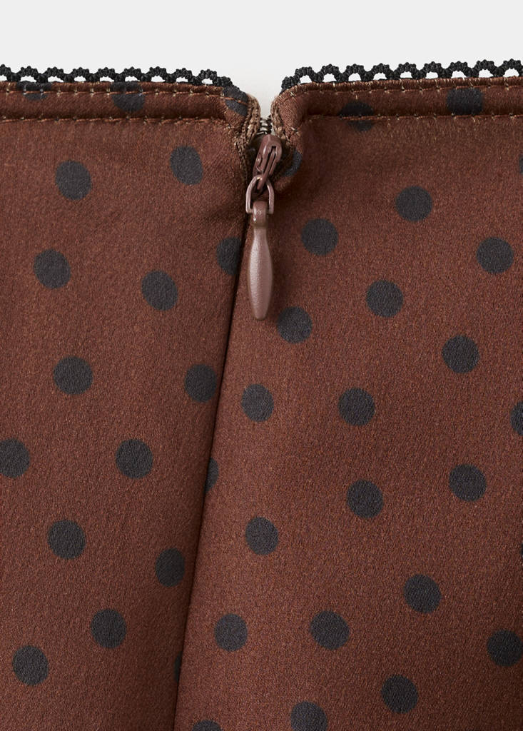 Polka dot slip skirt — Brown