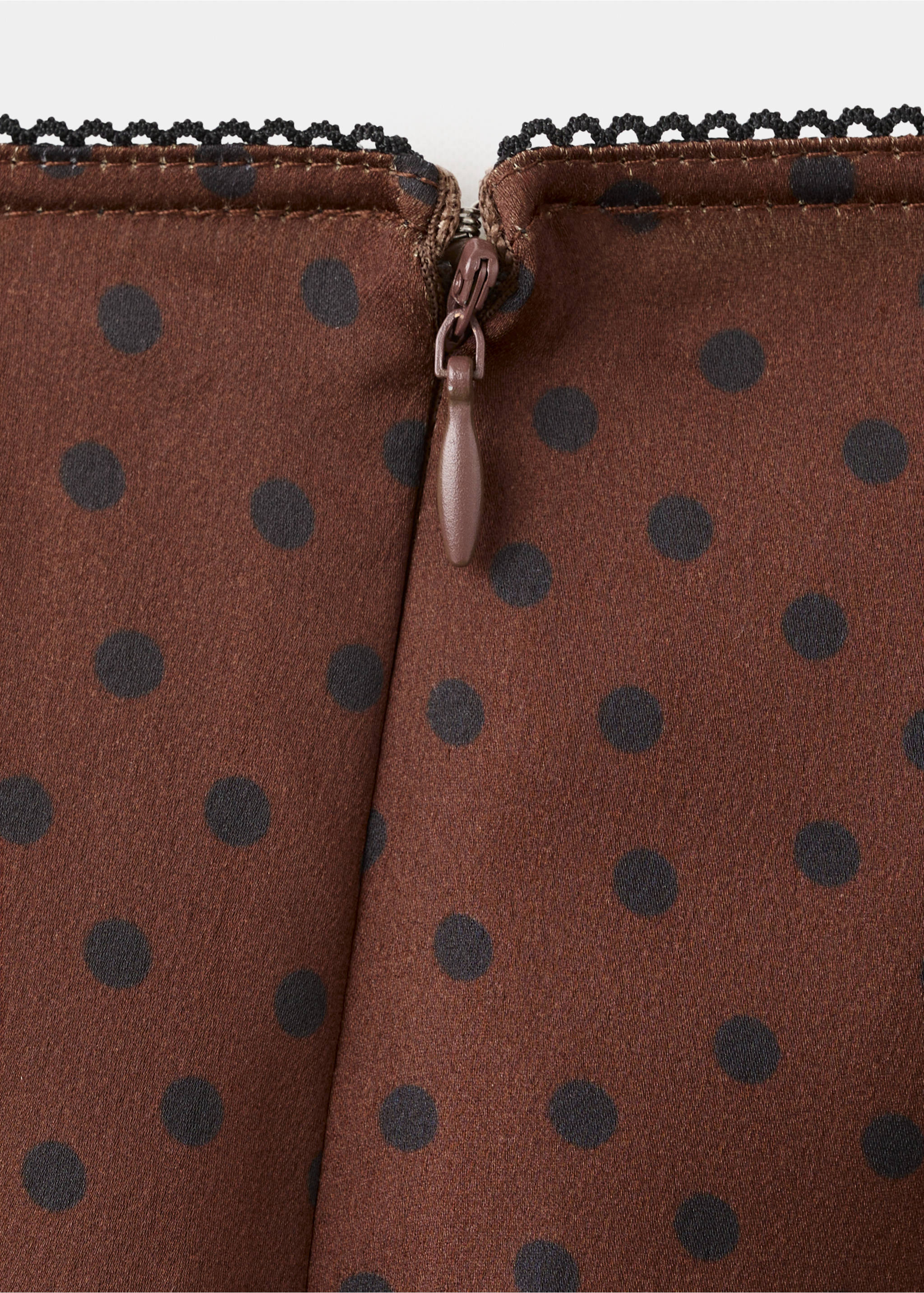 Polka dot slip skirt - Details of the article 0, Brown. Ref: 27074098-00.