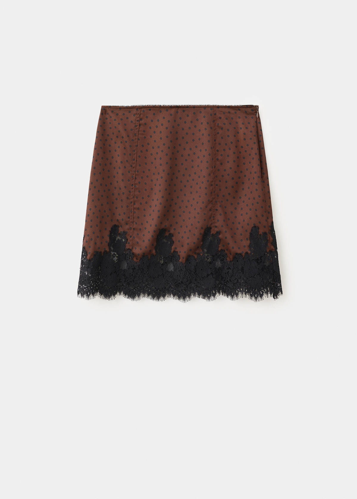 Polka dot slip skirt — Brown