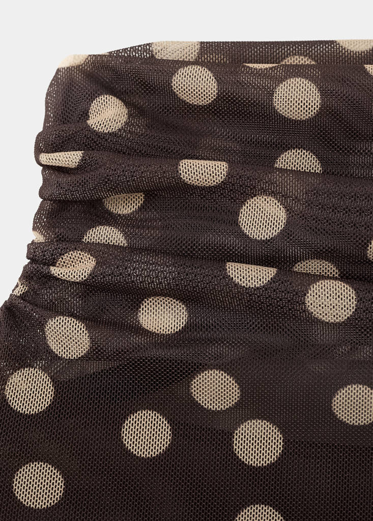 Ruched polka dot T-shirt — Brown