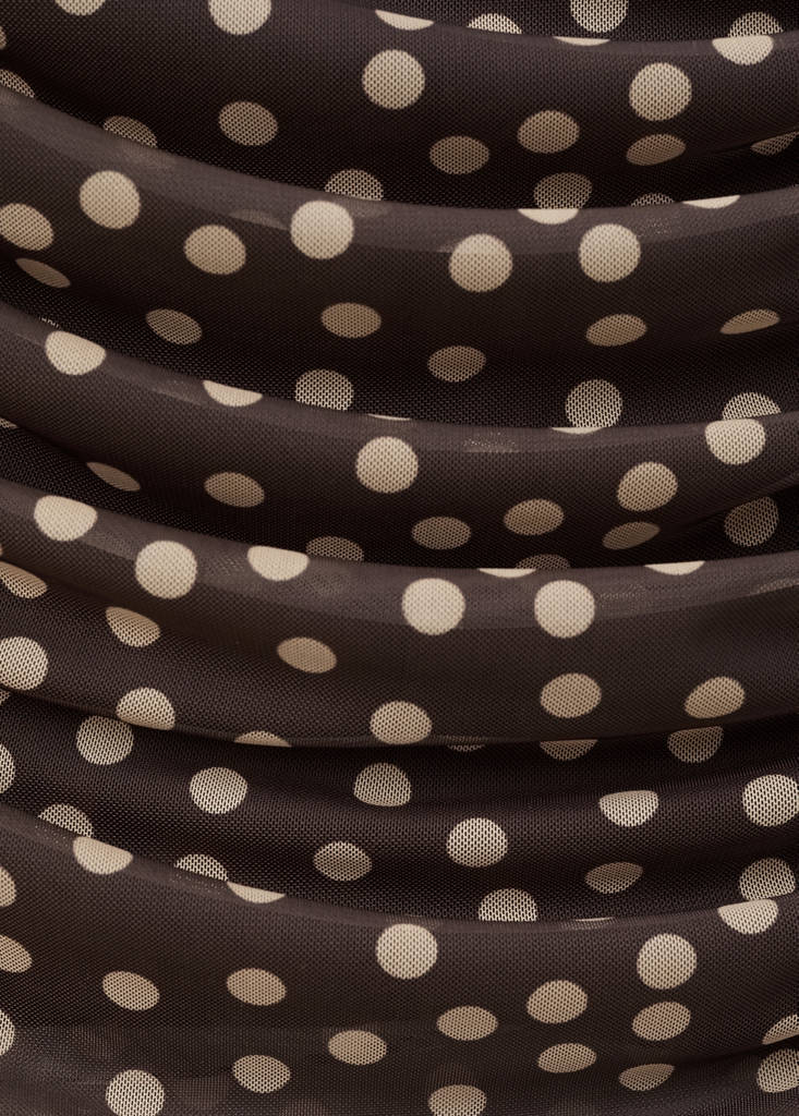 Ruched polka dot T-shirt — Brown