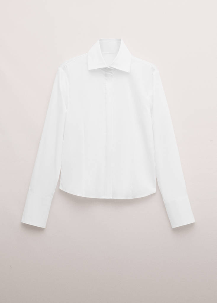Fitted shirt with hidden closure — White