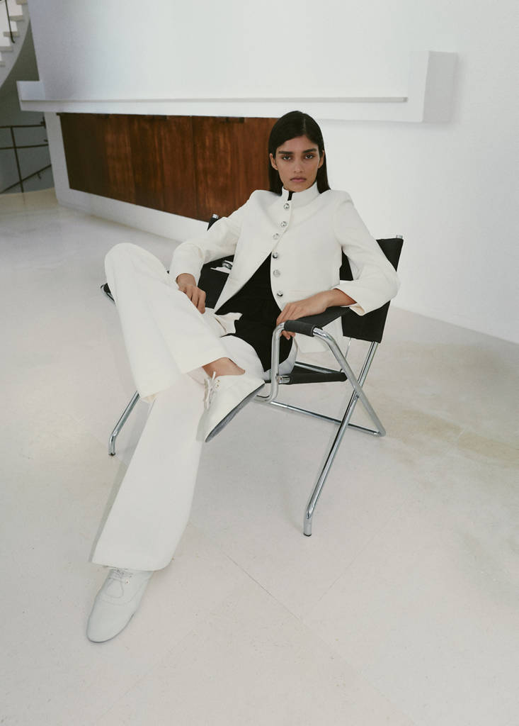 Jacket with jewel-button strip collar — Off White