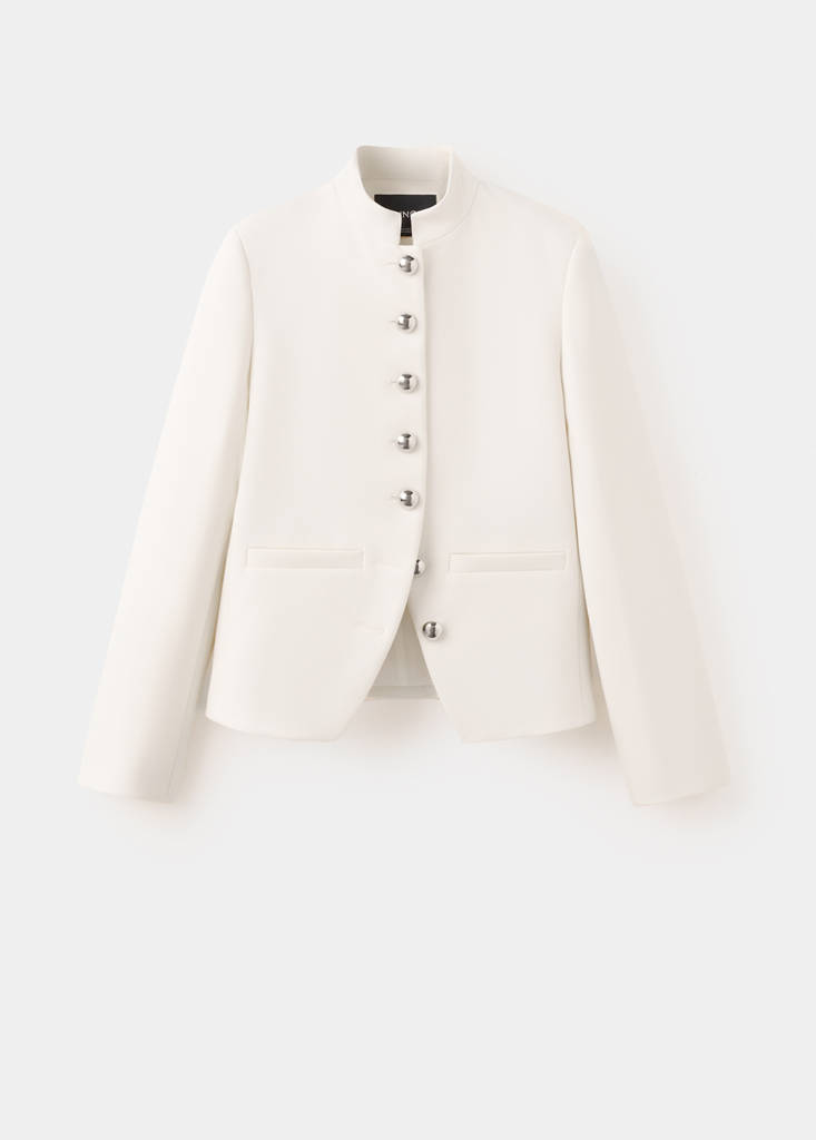 Jacket with jewel-button strip collar — Off White