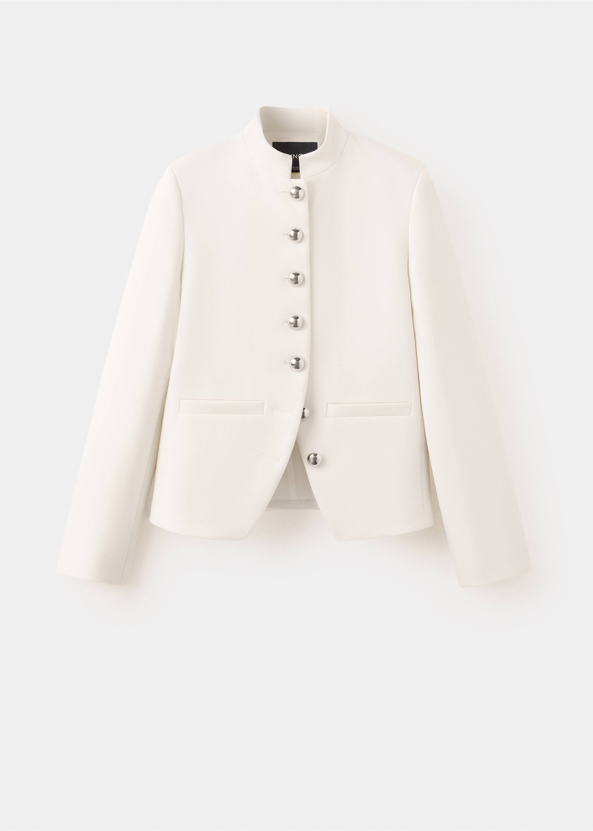 Jacket with jewel-button strip collar - Article without model, Off White. Ref: 27074101-00.