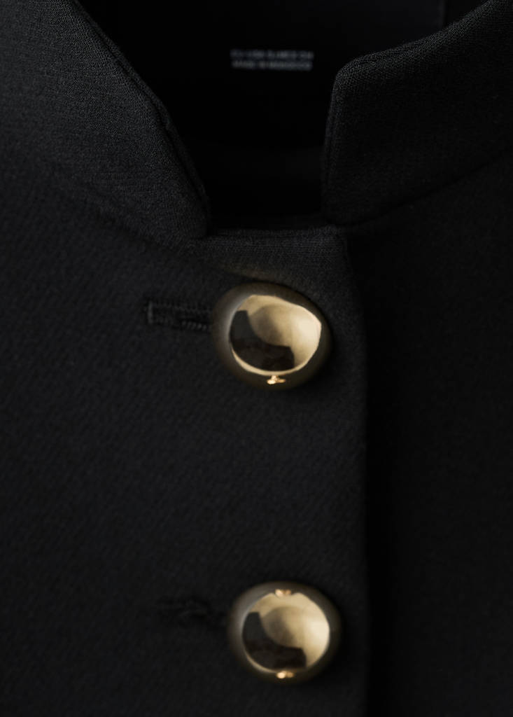 Jacket with jewel-button strip collar — Black