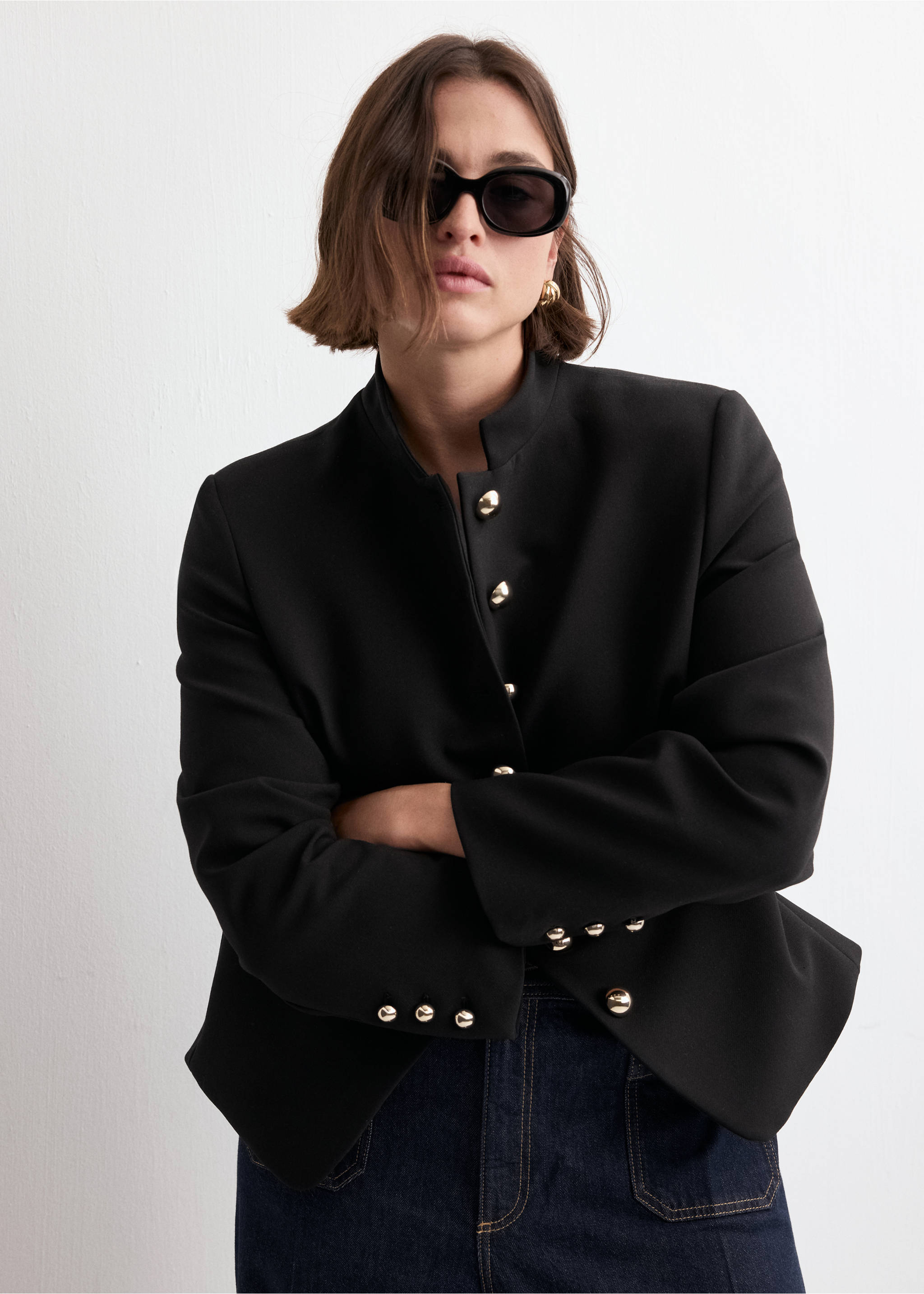 Veste à col officier boutons bijoux - Détail de l'article 5, Noir. Ref: 27074101-00.