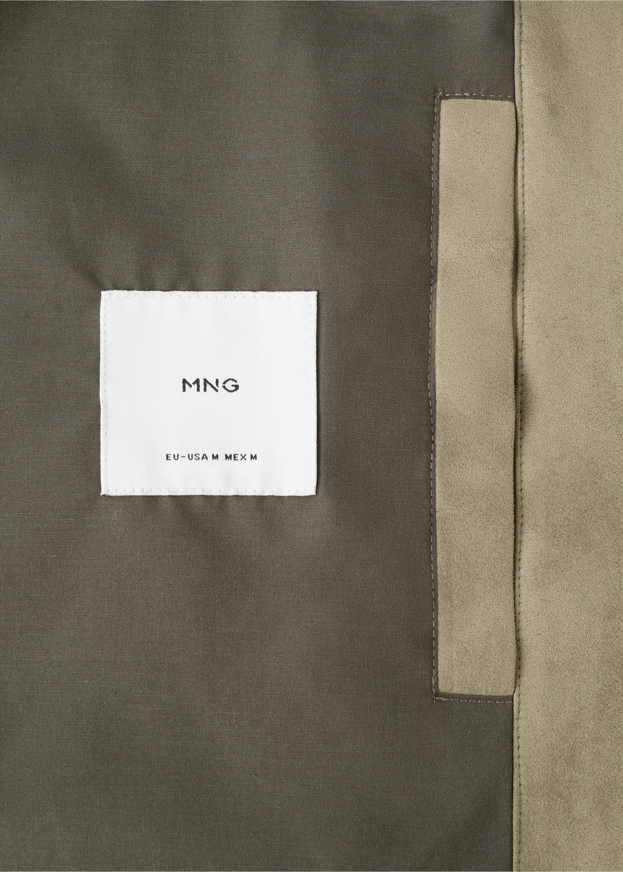 Куртка бомбер из искусственной замши - Деталь изделия 0, Хаки. Ref: 27074404-00.