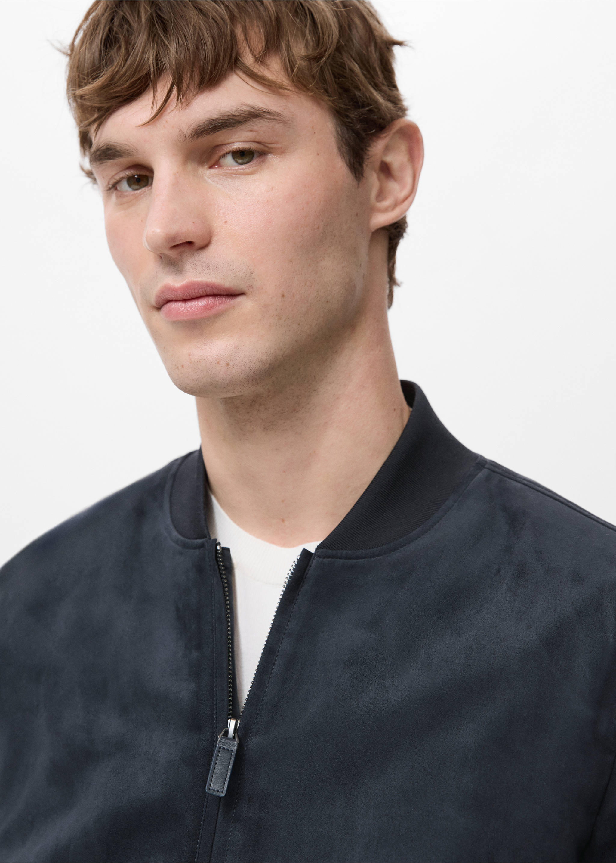 Куртка бомбер из искусственной замши - Деталь изделия 1, Глубокий темно-синий. Ref: 27074404-00.