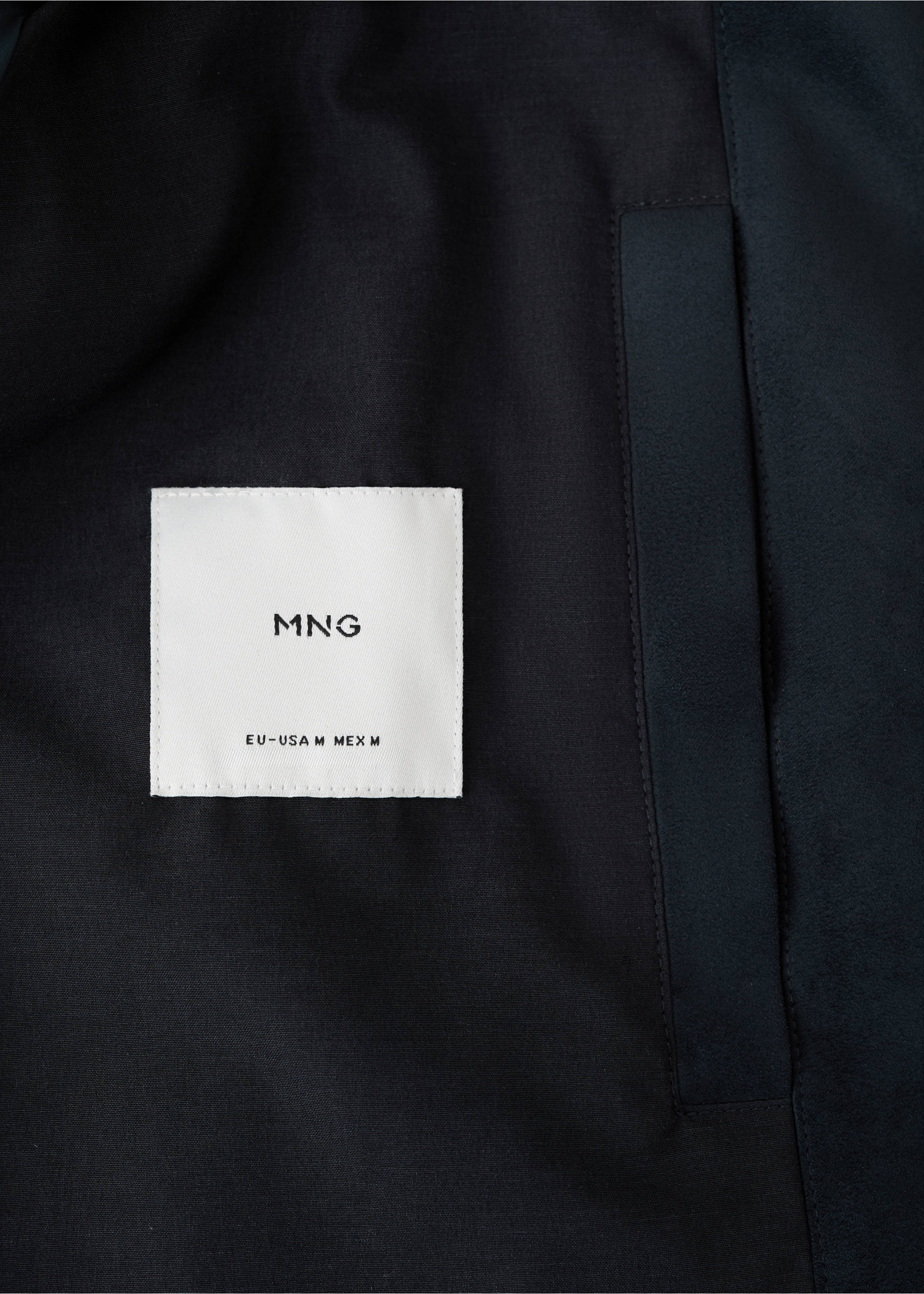 Куртка бомбер из искусственной замши - Деталь изделия 0, Глубокий темно-синий. Ref: 27074404-00.